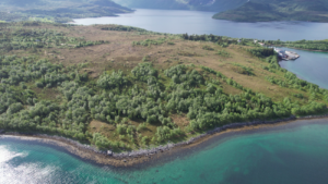 Bilde: Lokalisering av det fremtidige anlegget på Halsa i Meløy kommune (Bilde: Sørheim Holding AS).